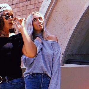 R+A off the shoulder sweatshirt.